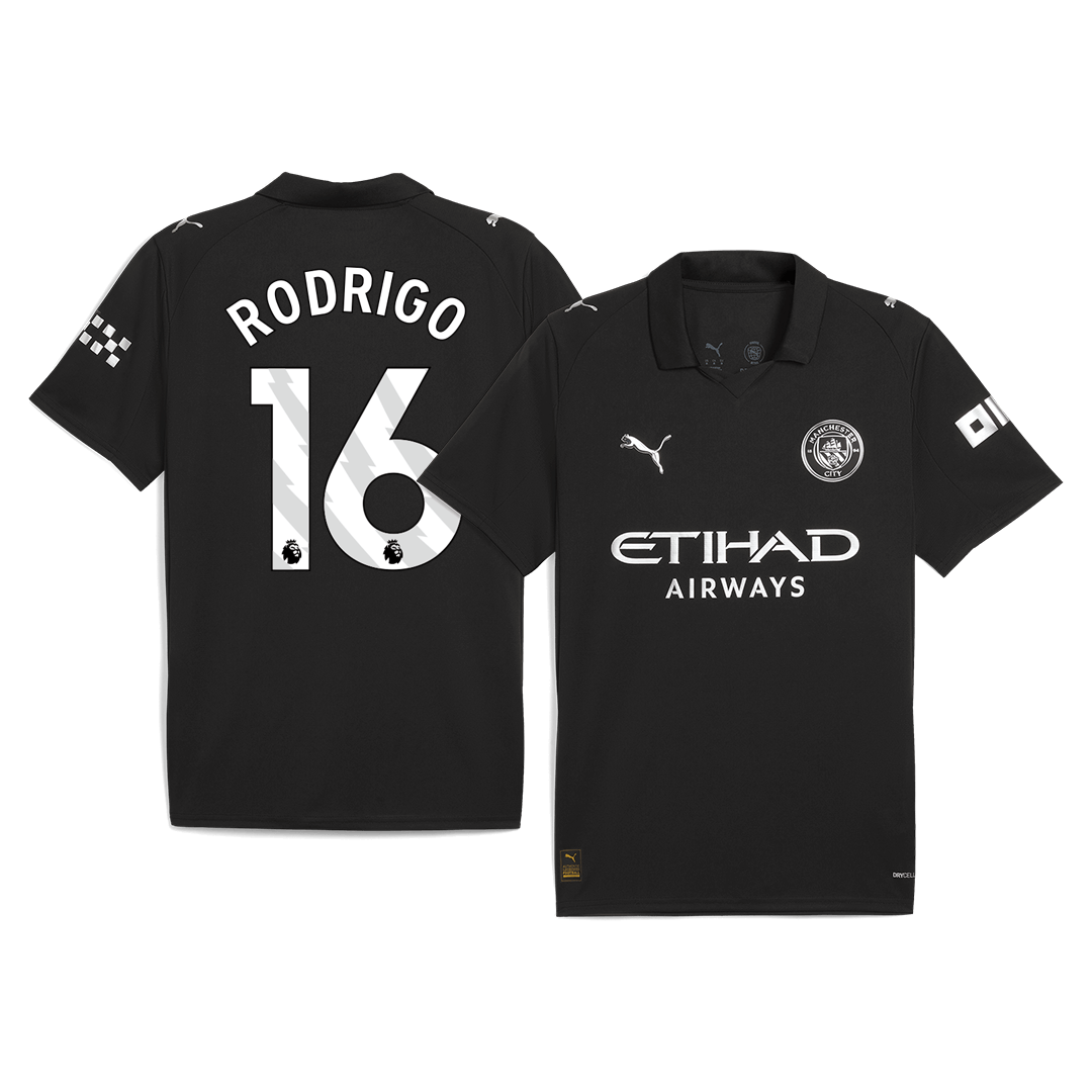 RODRIGO #16 Manchester City Extérieur Maillot 2025/26 Noir