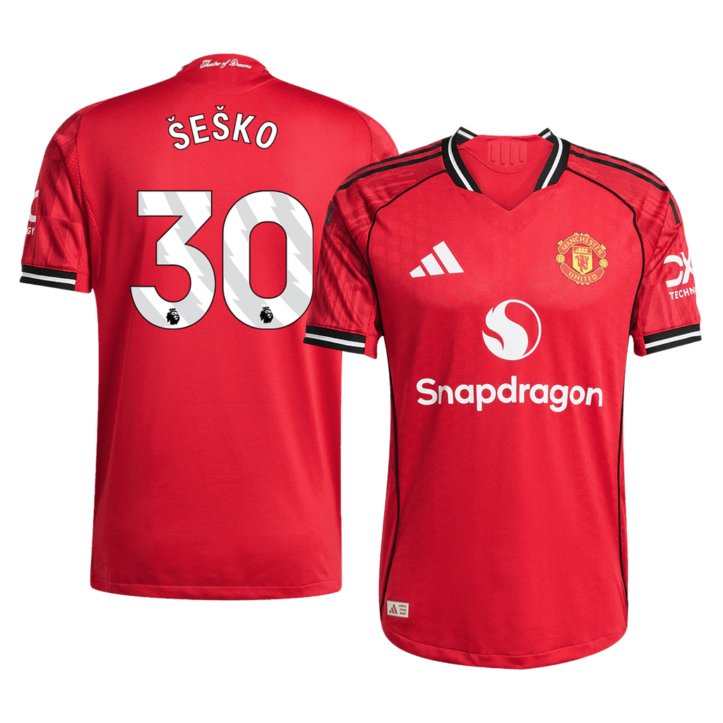 ŠEŠKO #30 Manchester United Domicile Maillot 2025/26 Rouge Authentique