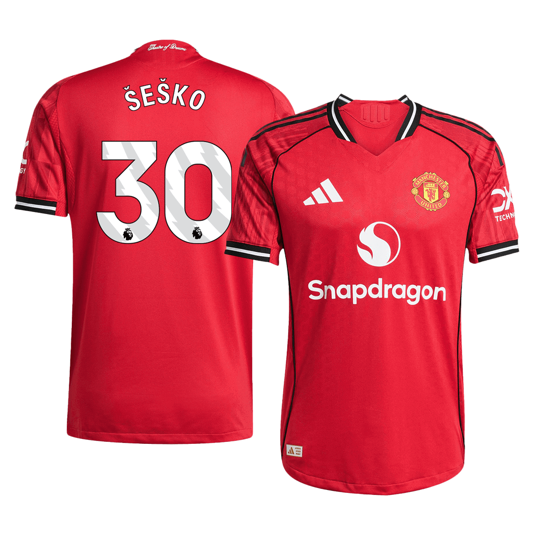 ŠEŠKO #30 Manchester United Domicile Maillot 2025/26 Rouge Authentique