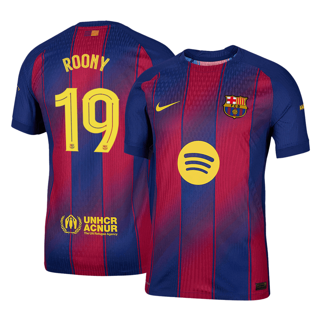 ROONY #19 Barcelone Domicile Maillot 2025/26 Rouge et Bleu Joueur - UCL