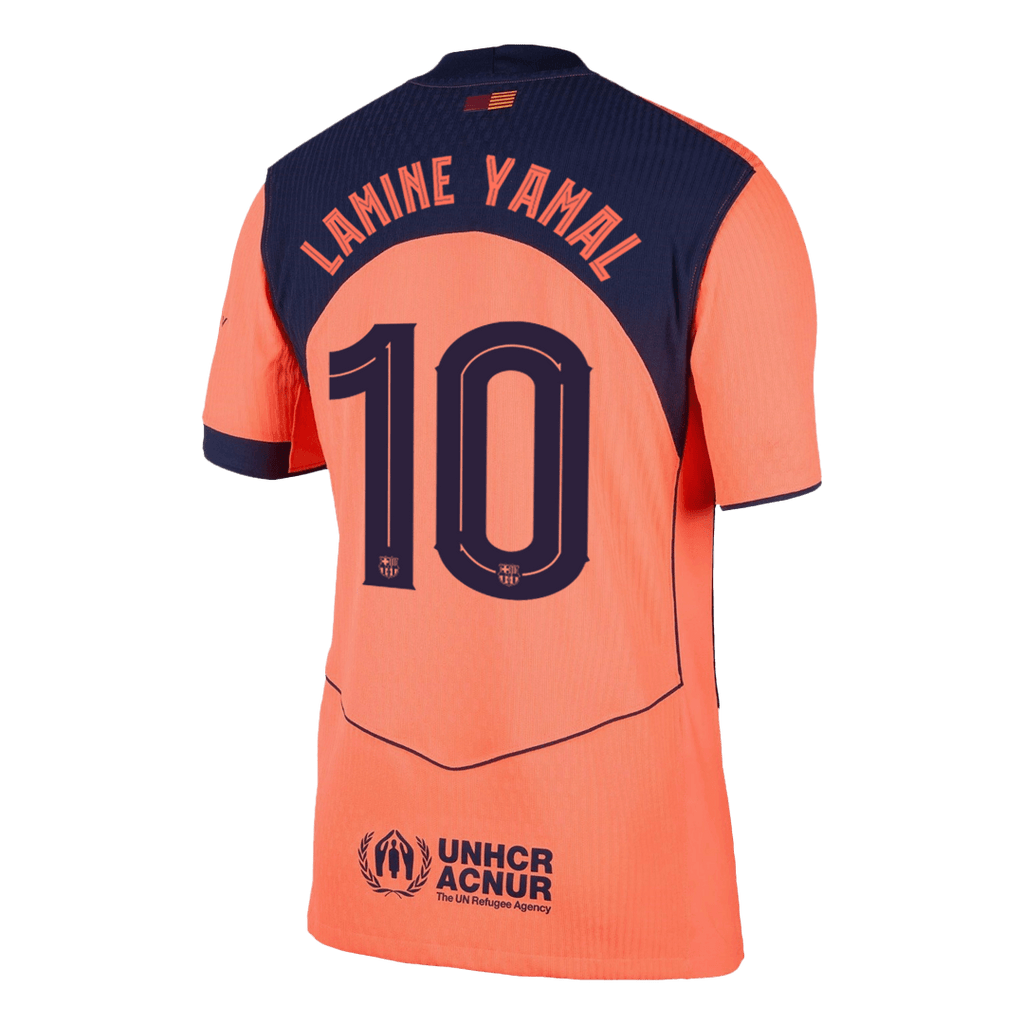 LAMINE YAMAL #10 Barcelone Third Maillot 2025/26 Orange Authentique - UCL