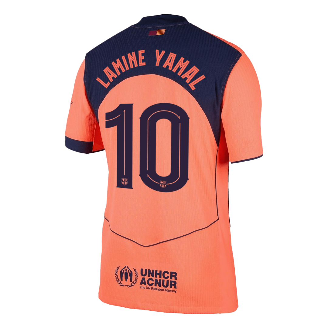 LAMINE YAMAL #10 Barcelone Third Maillot 2025/26 Orange Authentique - UCL