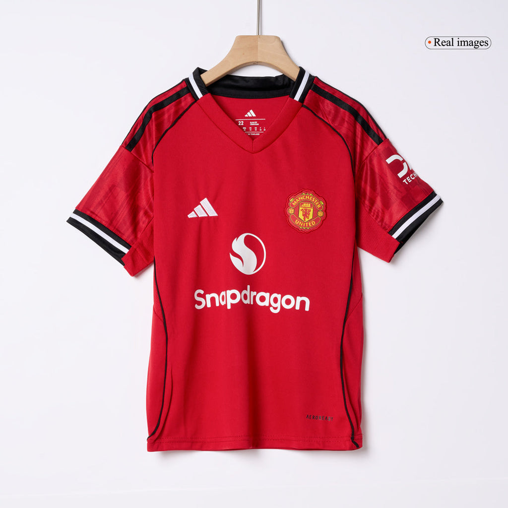 Manchester United Domicile Maillot Kit 2025/26 Junior Rouge