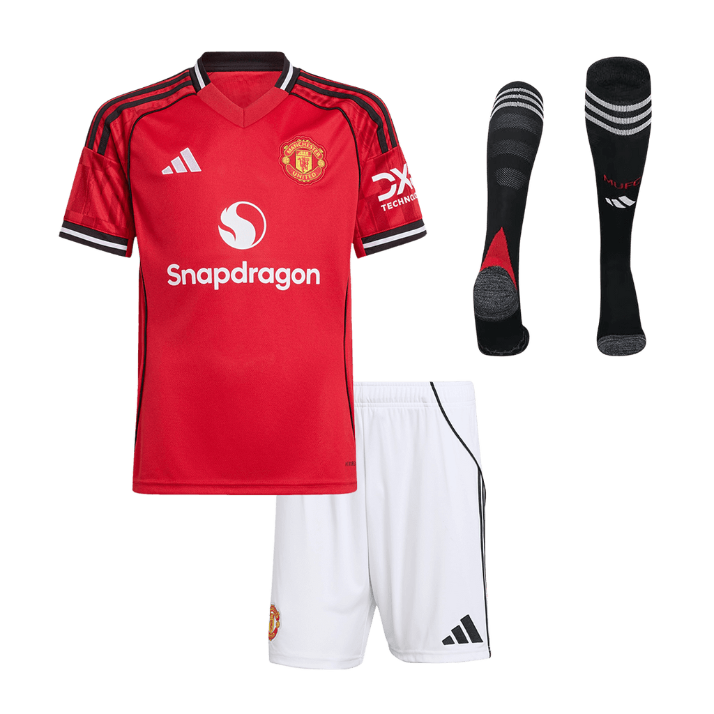 Manchester United Domicile Maillot Kit 2025/26 Junior Rouge