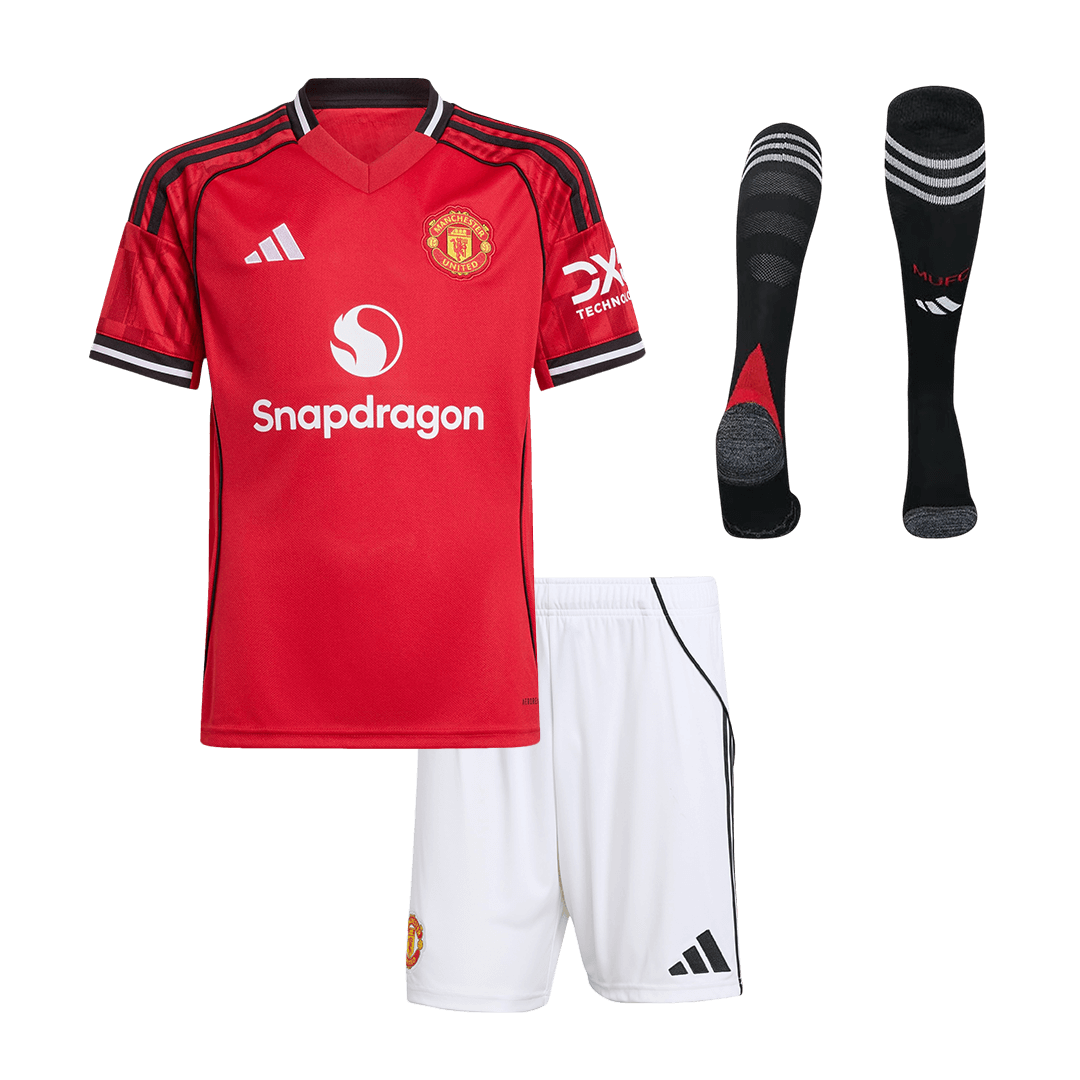 Manchester United Domicile Maillot Kit 2025/26 Junior Rouge