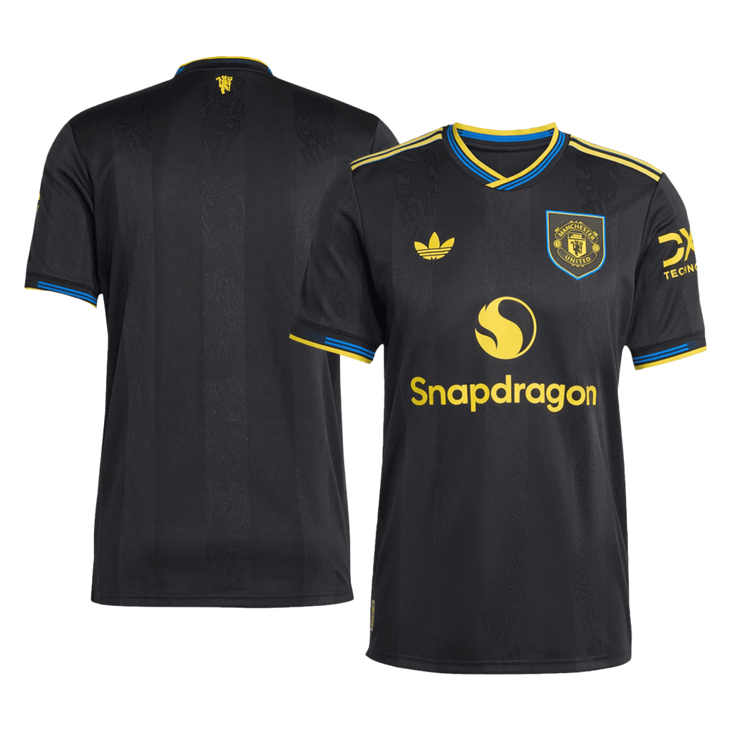 Manchester United Third Maillot 2025/26 Noir Authentique Grande Taille