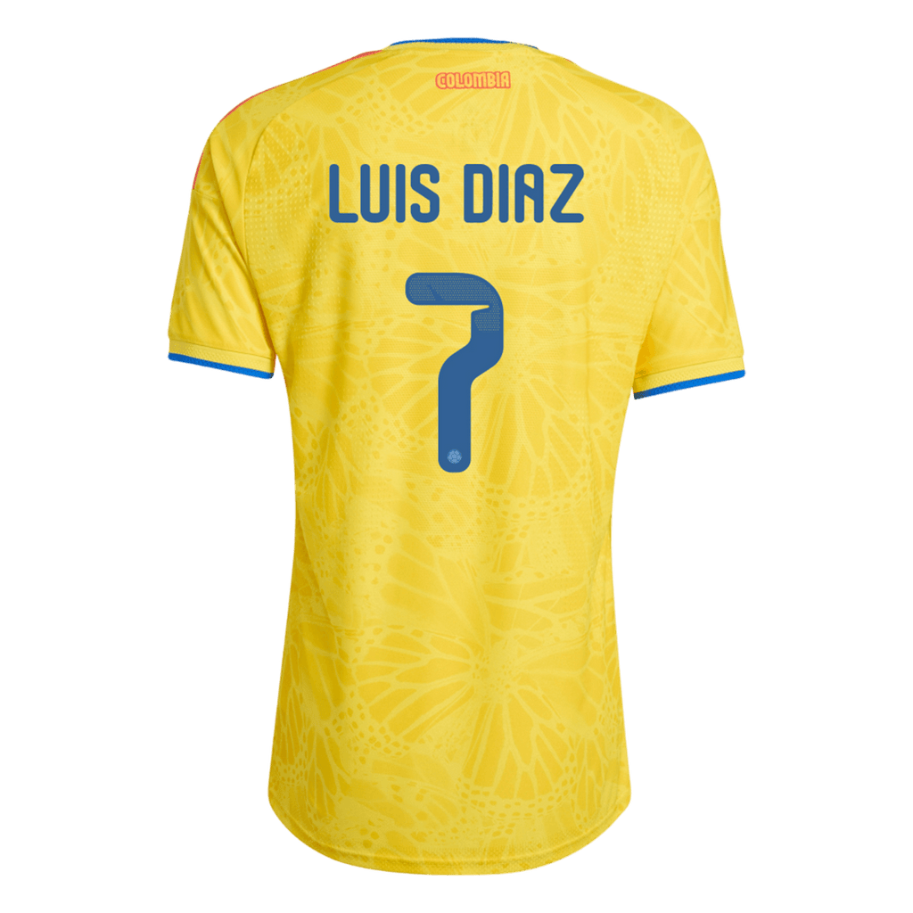 LUIS DíAZ #7 Colombie Domicile Maillot Coupe du Monde 2026 Jaune Joueur