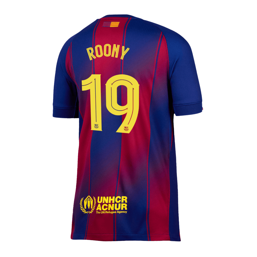 ROONY #19 Barcelone Domicile Maillot 2025/26 Rouge et Bleu - UCL Grande Taille