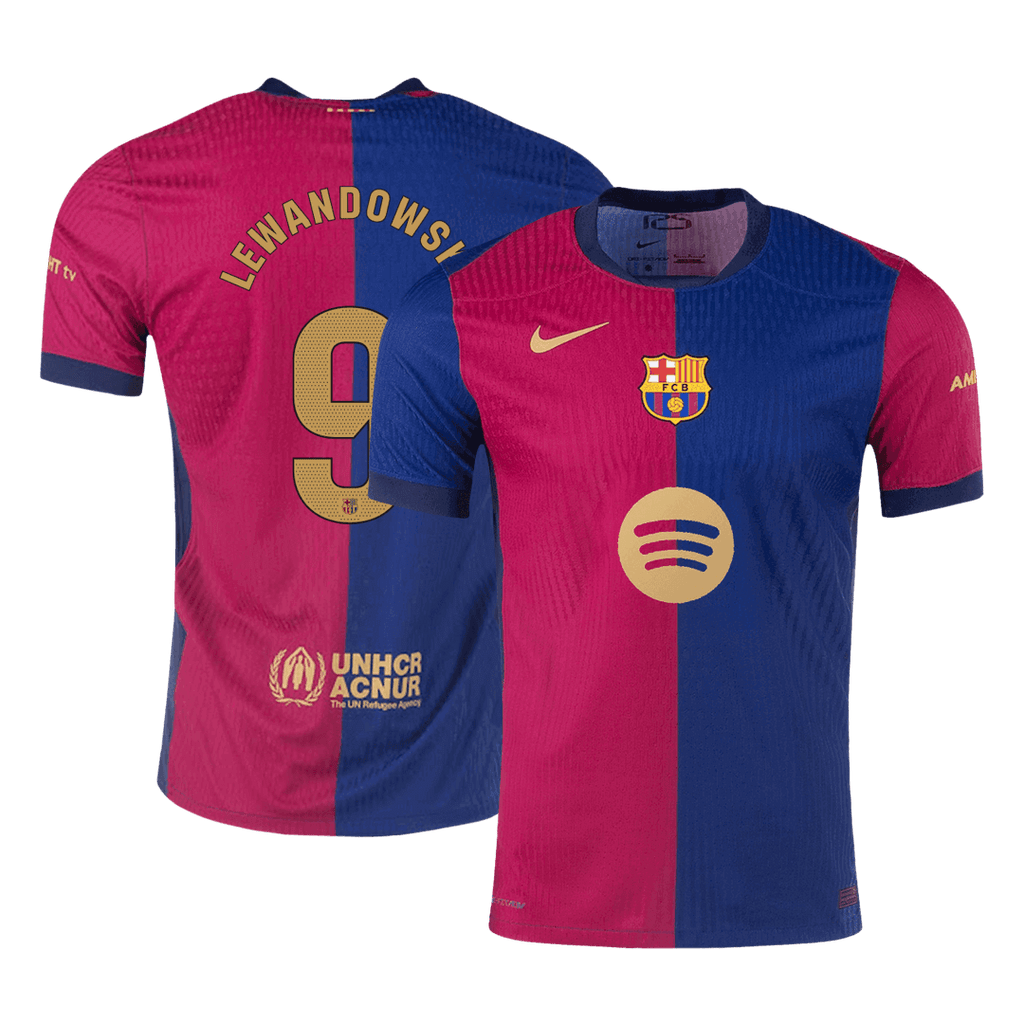 LEWANDOWSKI #9 Barcelone Domicile Maillot 2024/25 Authentique - Spotify Logo Without Text