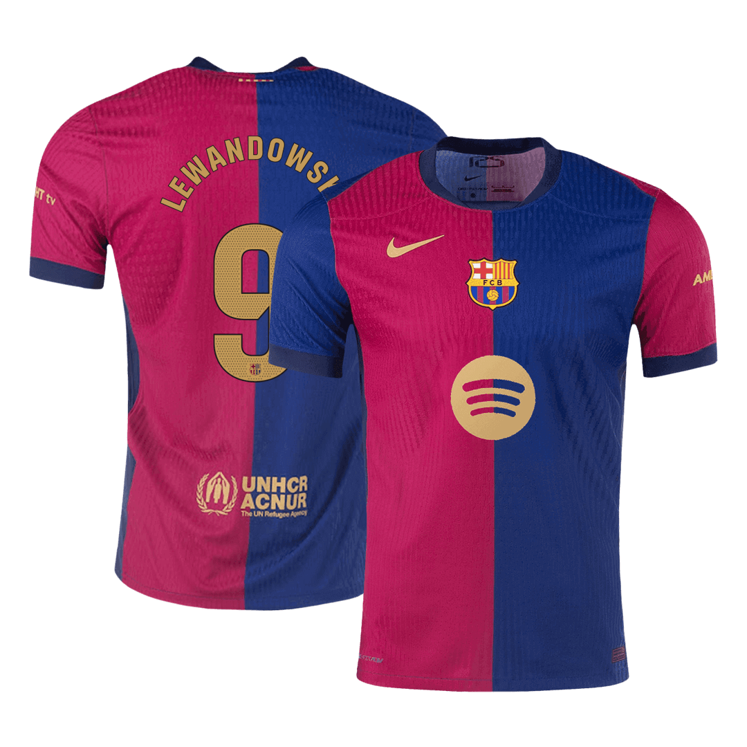 LEWANDOWSKI #9 Barcelone Domicile Maillot 2024/25 Authentique - Spotify Logo Without Text