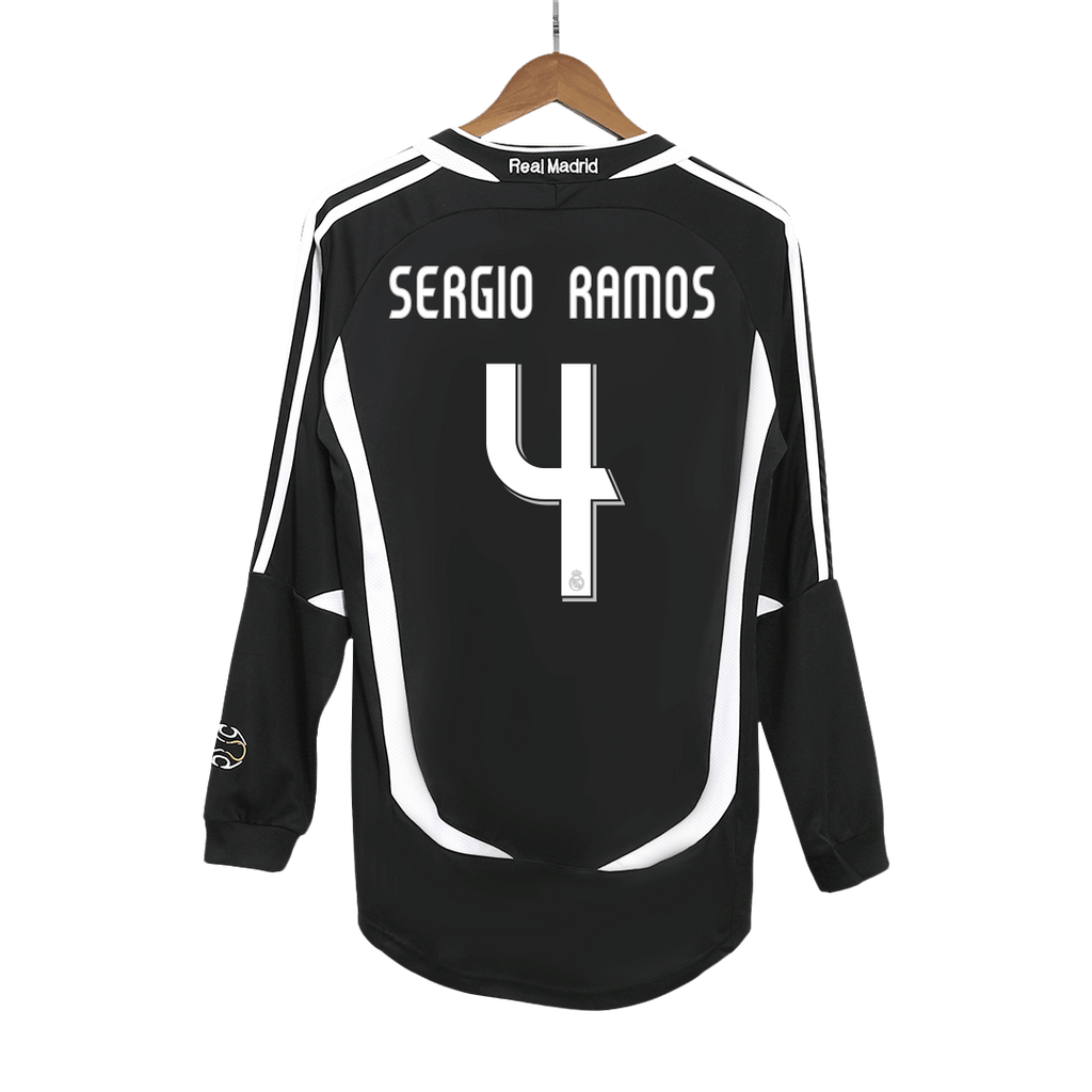SERGIO RAMOS #4 Retro Real Madrid Extérieur Maillot Manches Longues 2006/07