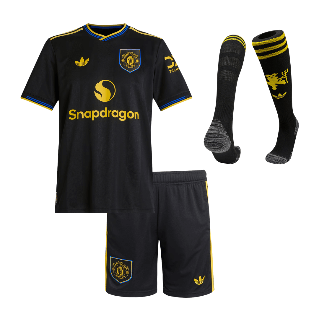 Manchester United Third Maillot Kit 2025/26 Enfant Noir