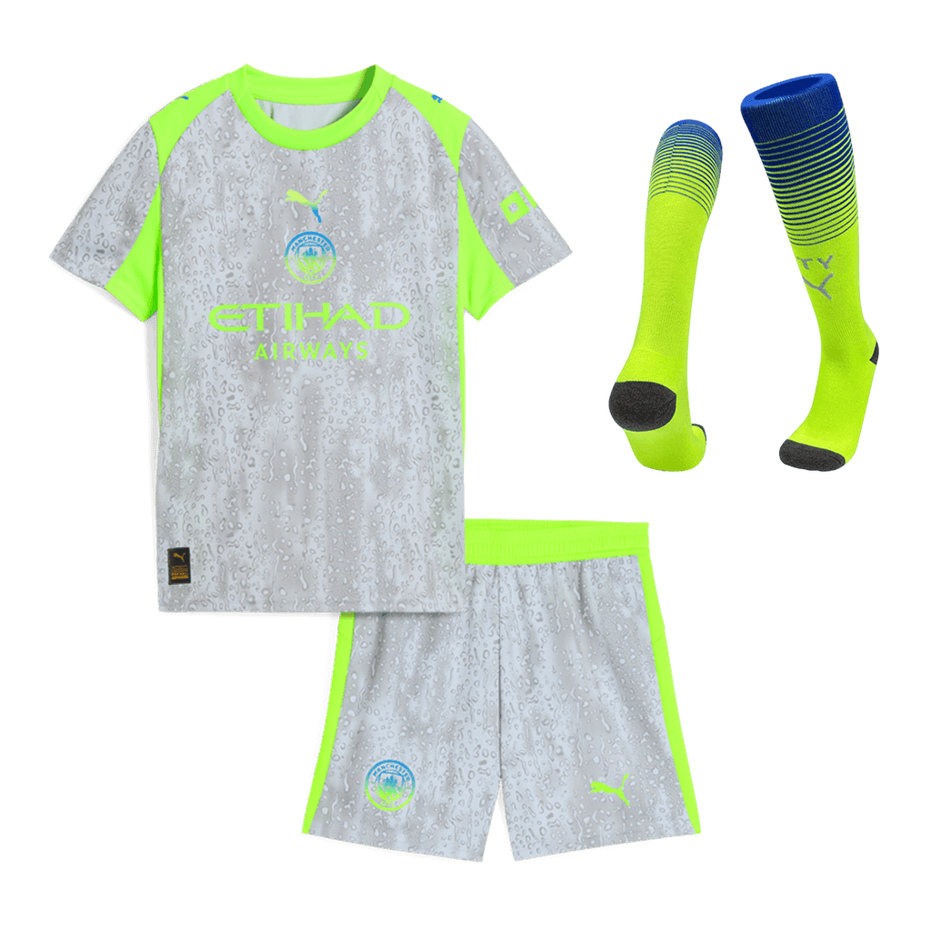 Manchester City Third Maillot Kit 2025/26 Junior Gris