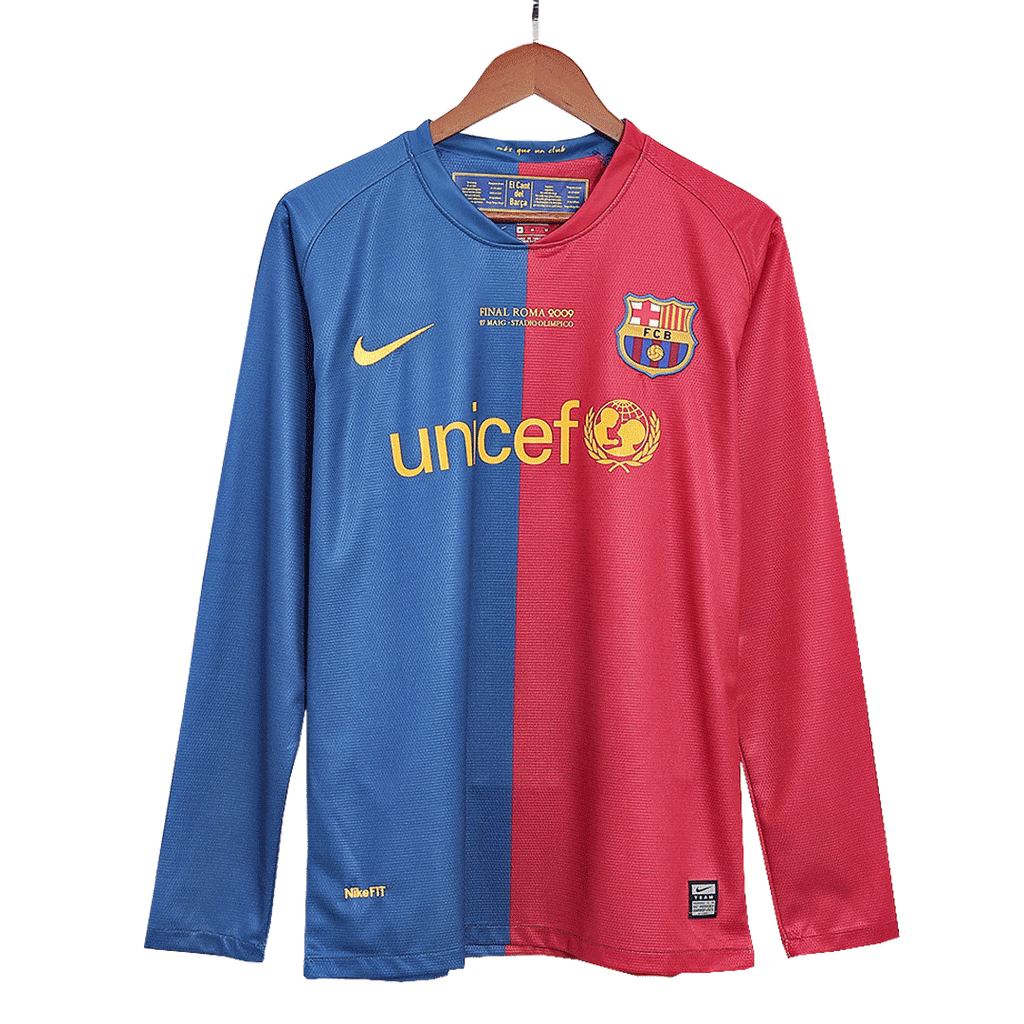 Retro Barcelone Domicile Maillot Manches Longues 2008/09 - UCL Final