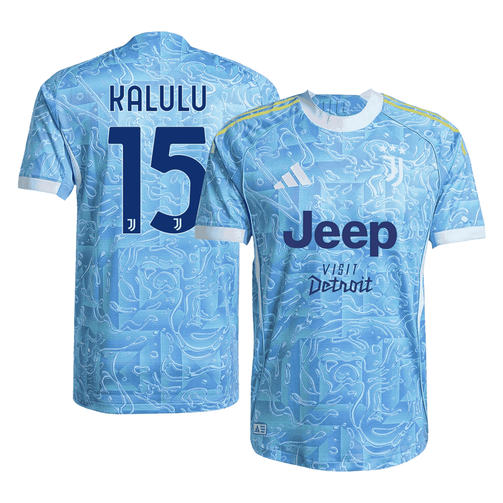 KALULU #15 Juventus Extérieur Maillot 2025/26 Bleu Authentique