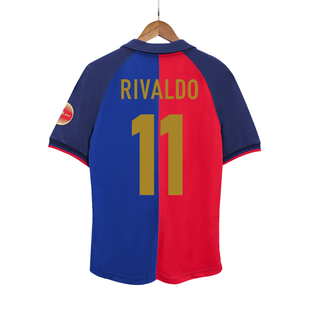 RIVALDO #11 Retro Barcelona Domicile Maillot 1999/00-100th Anniversaire