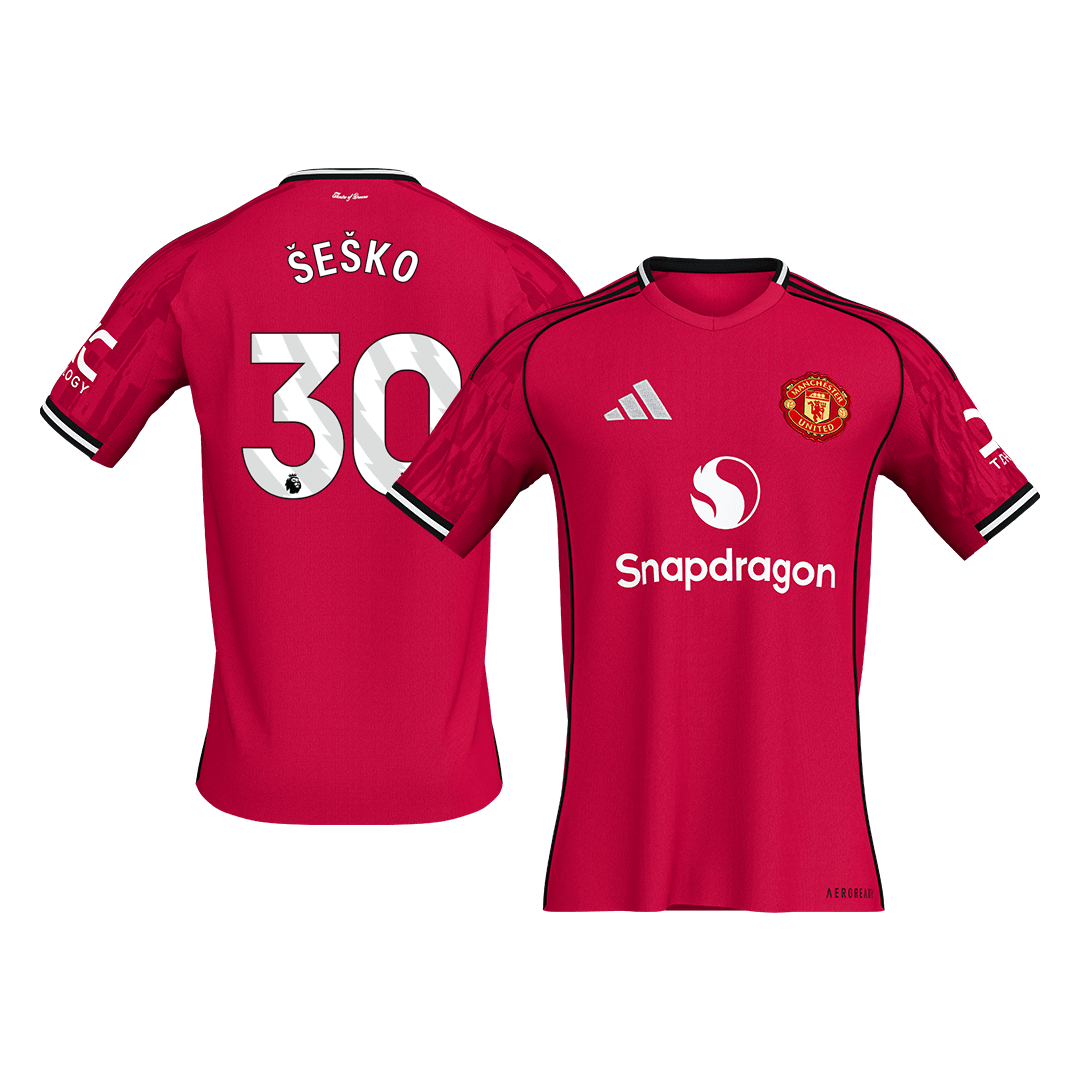 ŠEŠKO #30 Manchester United Domicile Maillot 2025/26 Rouge - Super