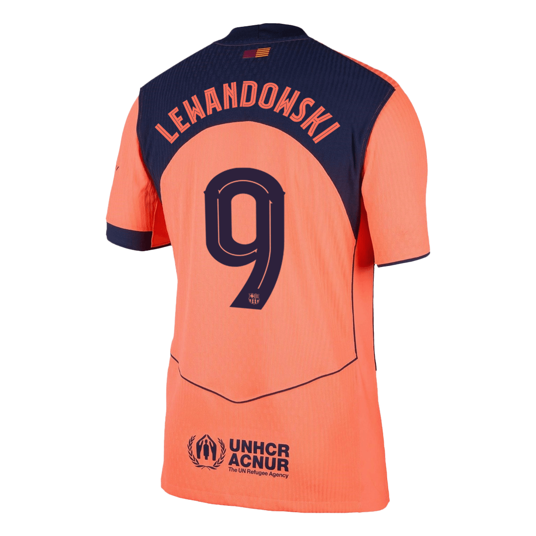 LEWANDOWSKI #9 Barcelone Third Maillot 2025/26 Orange Authentique - UCL