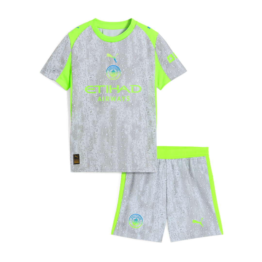 Manchester City Third Maillot Kit 2025/26 Junior Gris