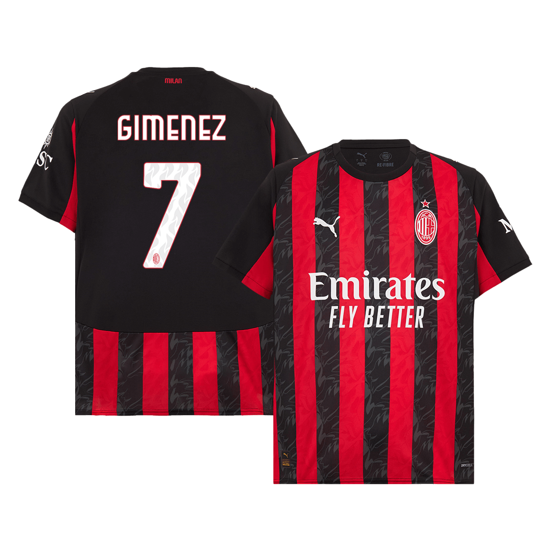 GIMENEZ #7 Milan AC Domicile Maillot 2025/26 Grande Taille