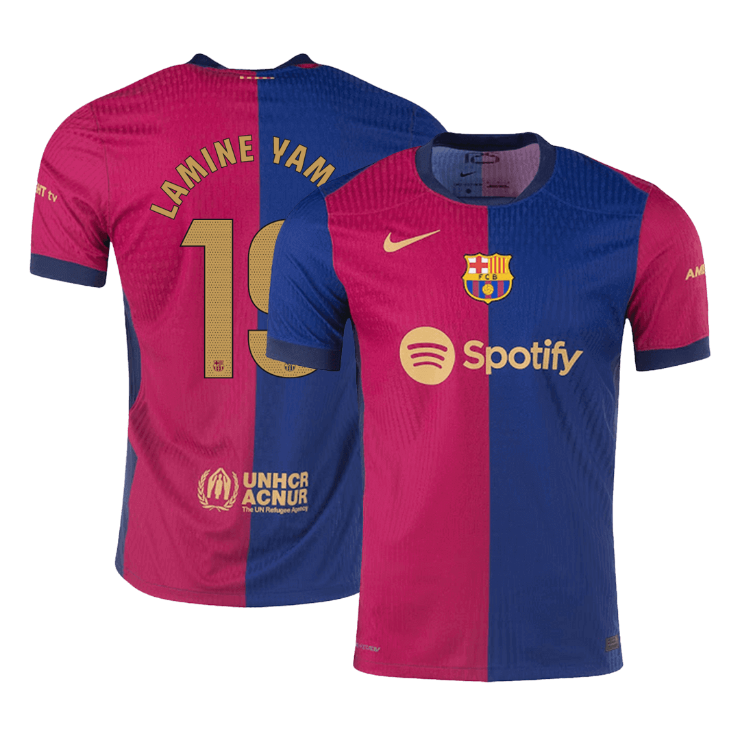 LAMINE YAMAL #19 Barcelone Domicile Maillot 2024/25 Authentique