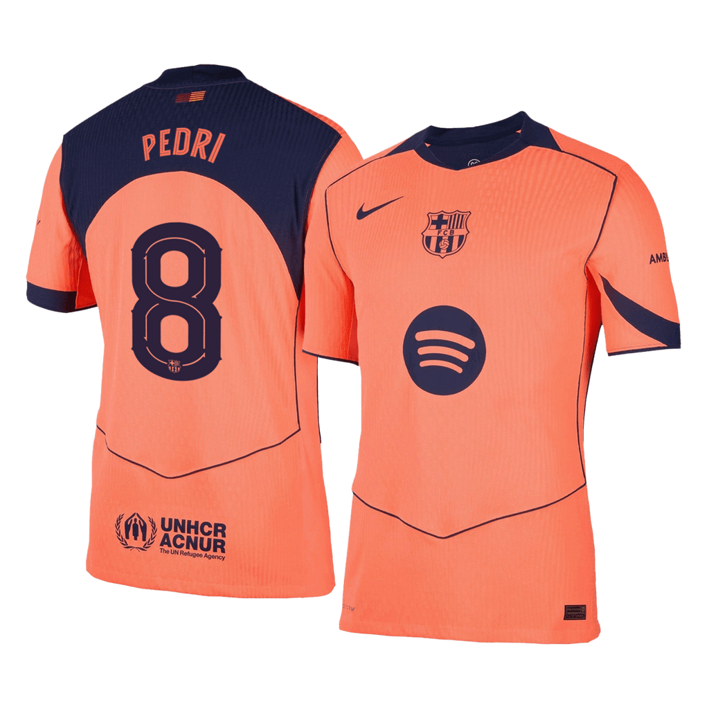 PEDRI #8 Barcelone Third Maillot 2025/26 Orange Authentique - UCL