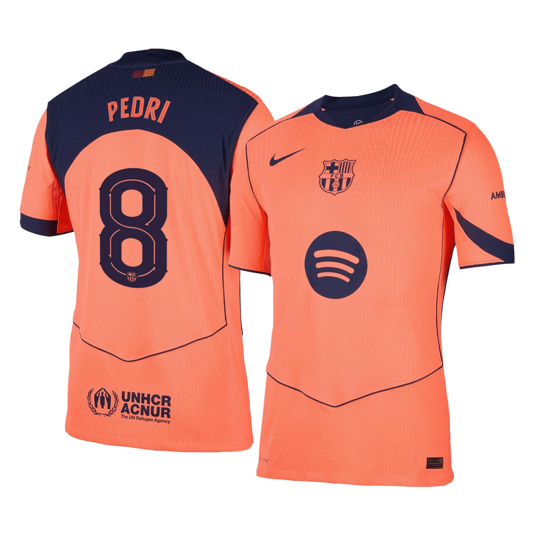 PEDRI #8 Barcelone Third Maillot 2025/26 Orange Authentique - UCL