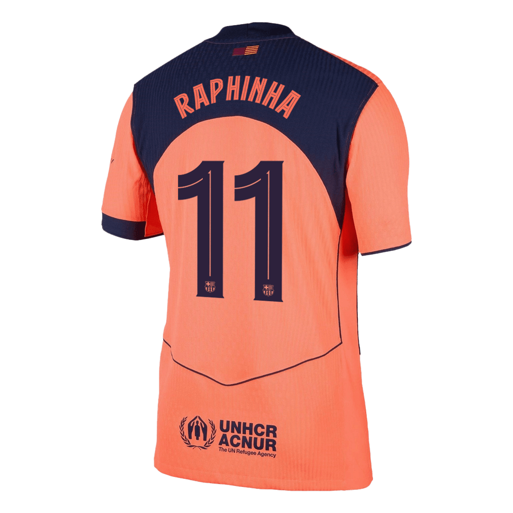 RAPHINHA #11 Barcelone Third Maillot 2025/26 Orange Authentique - UCL