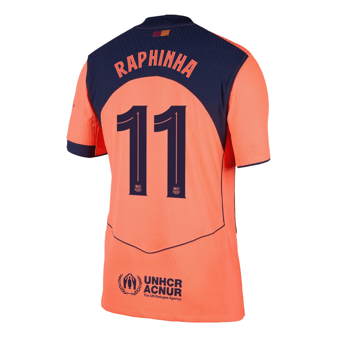 RAPHINHA #11 Barcelone Third Maillot 2025/26 Orange Authentique - UCL
