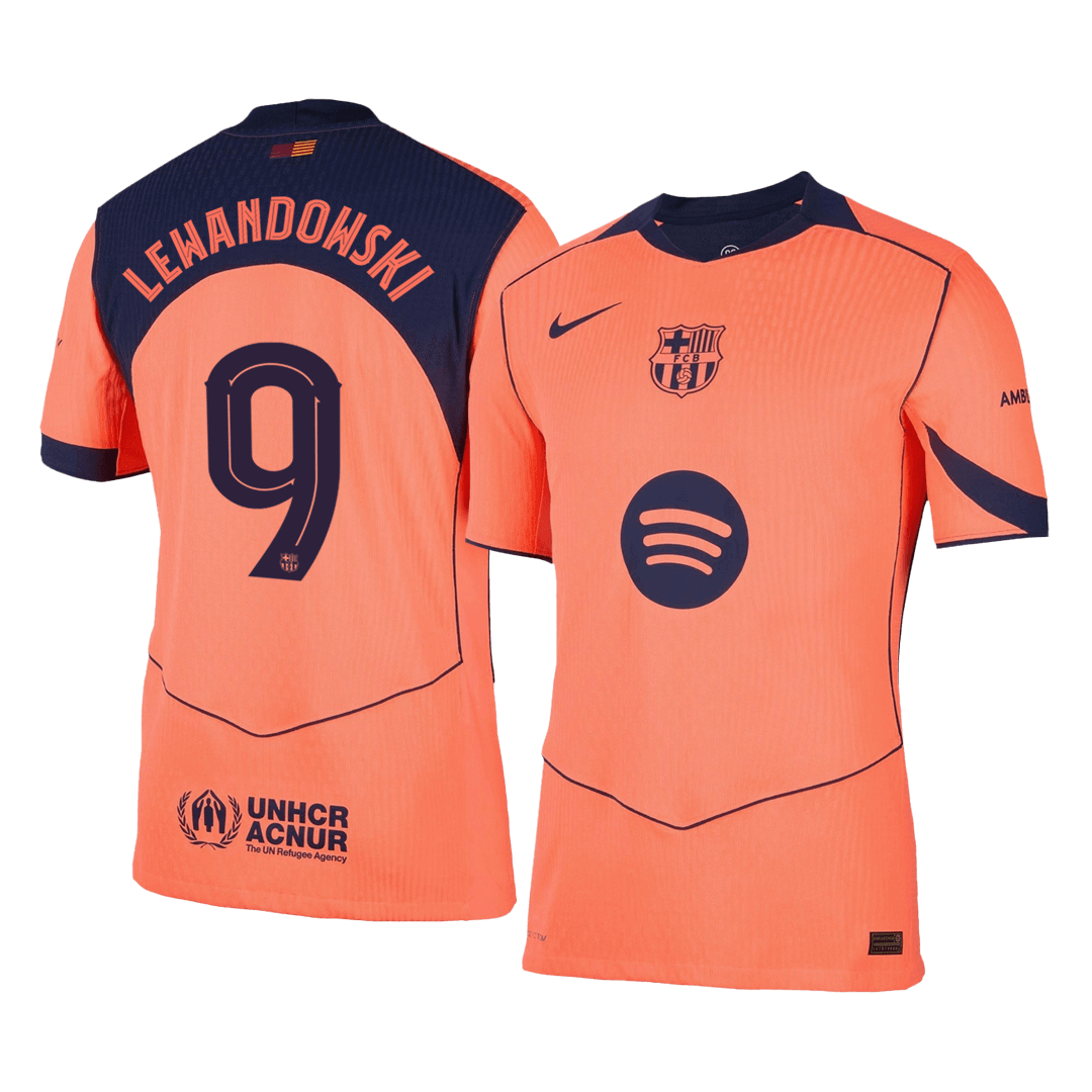 LEWANDOWSKI #9 Barcelone Third Maillot 2025/26 Orange Authentique - UCL