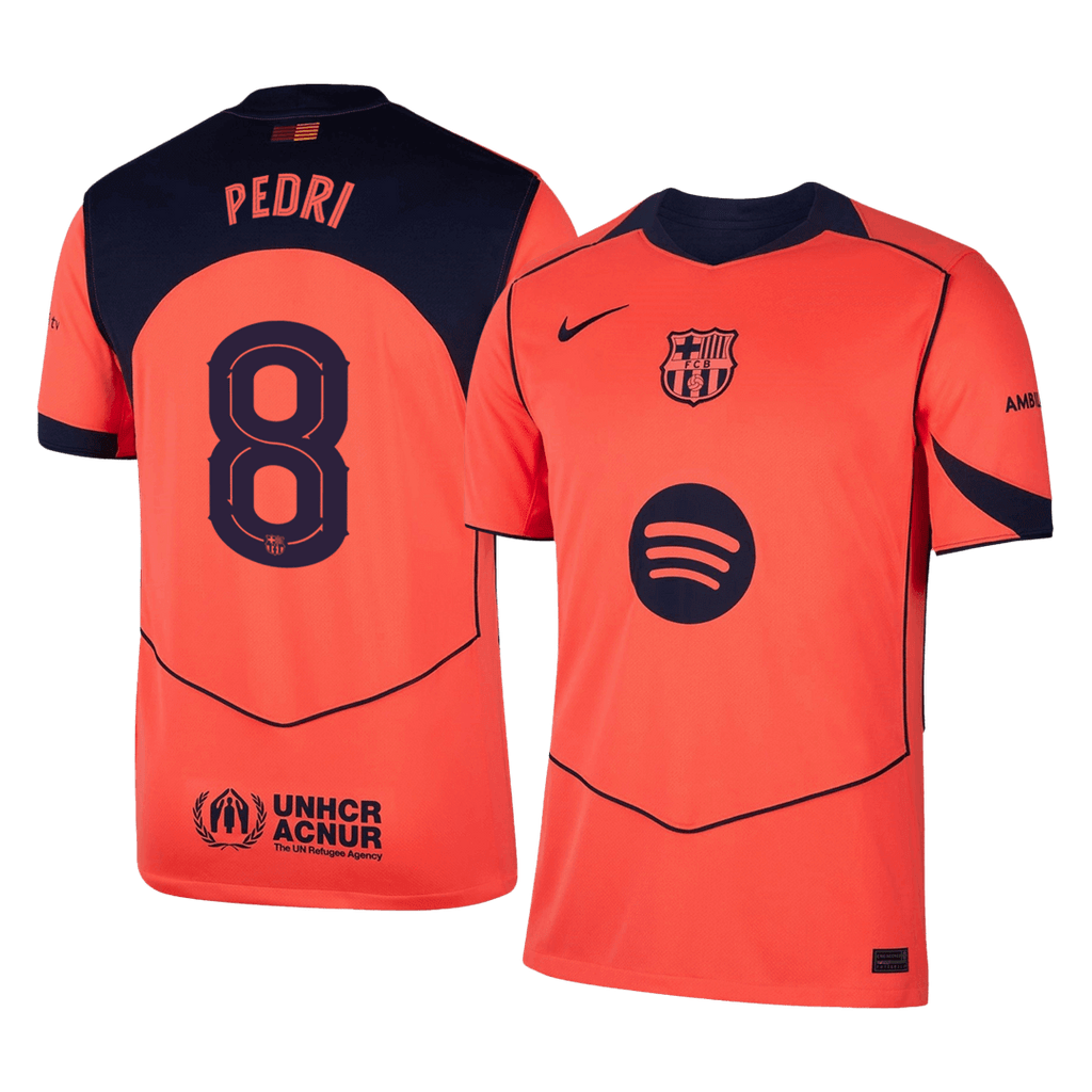 PEDRI #8 Barcelone Third Maillot 2025/26 Orange - UCL