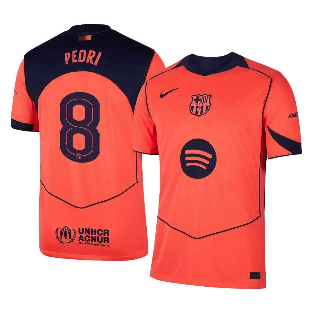 PEDRI #8 Barcelone Third Maillot 2025/26 Orange - UCL