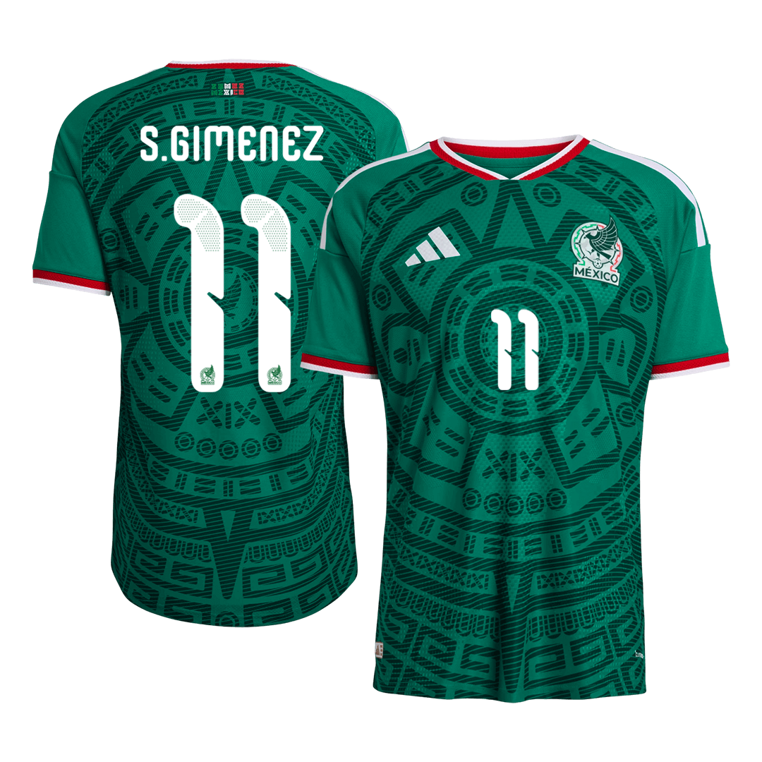 S.GIMENEZ #11 Mexique Domicile Maillot - Coupe du Monde 2026 Vert Joueur