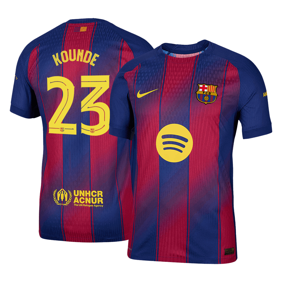 KOUNDE #23 Barcelone Domicile Maillot 2025/26 Rouge et Bleu Authentique - UCL