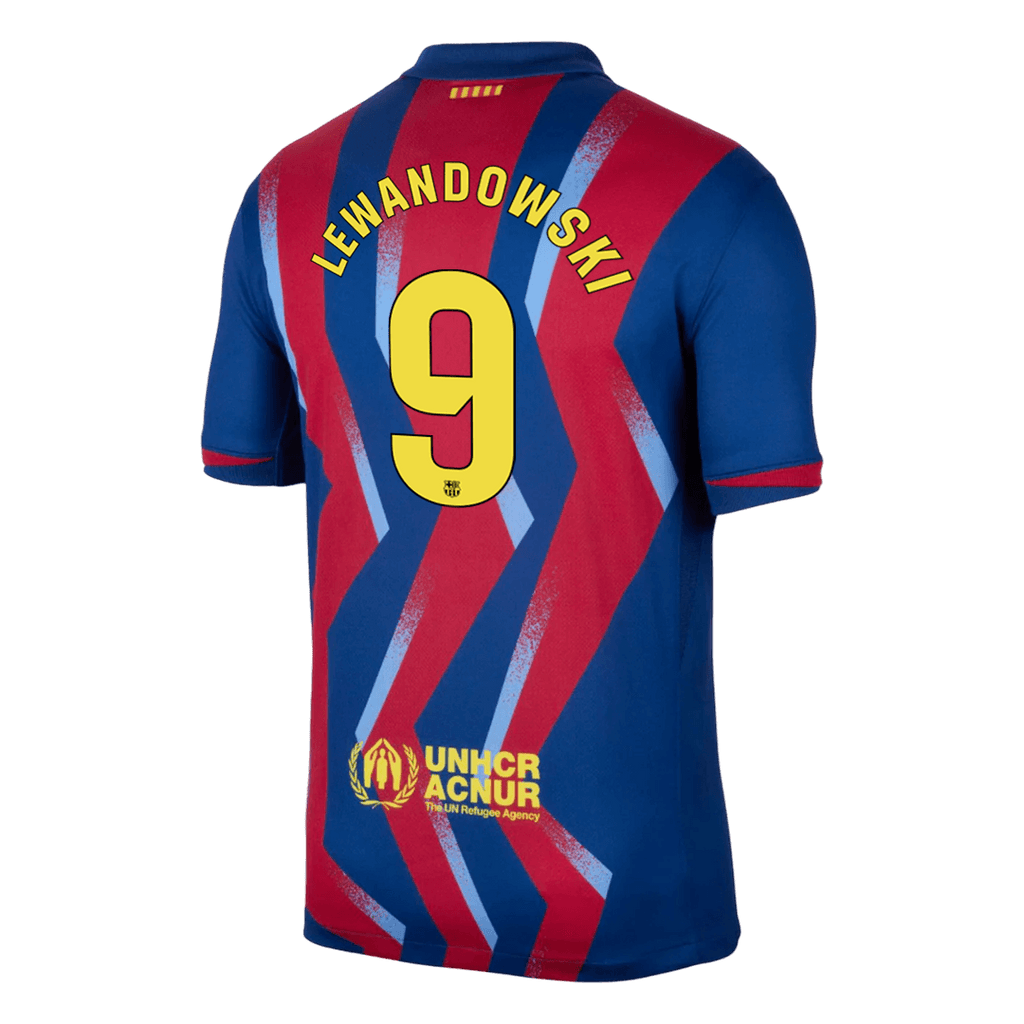LEWANDOWSKI #9 Barcelone Fourth Maillot 2025/26 Rouge&Bleu