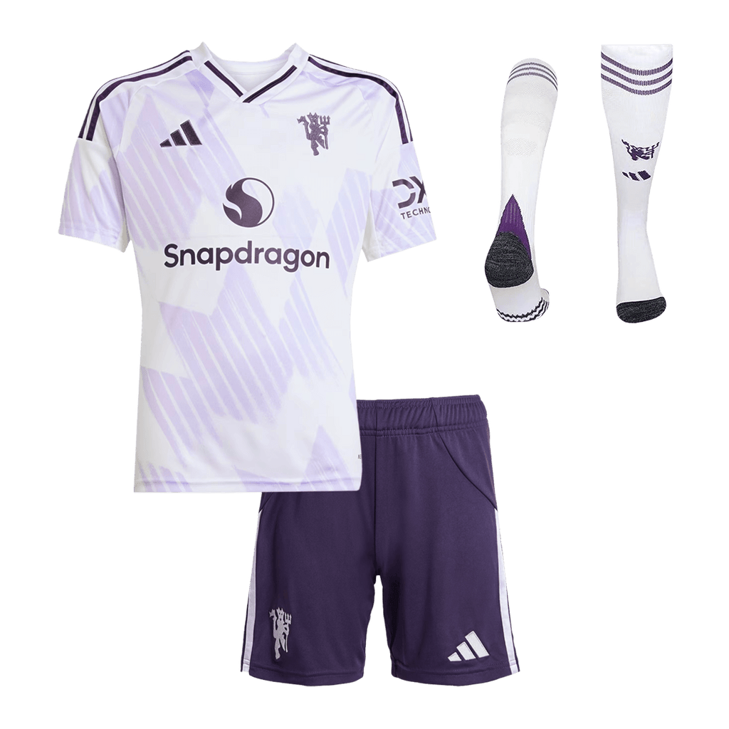 Manchester United Extérieur Maillot Kit 2025/26 Enfant Blanc