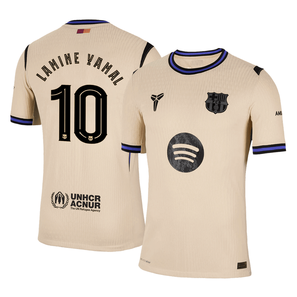 LAMINE YAMAL #10 Barcelone Extérieur Maillot 2025/26 Jaune Authentique - UCL