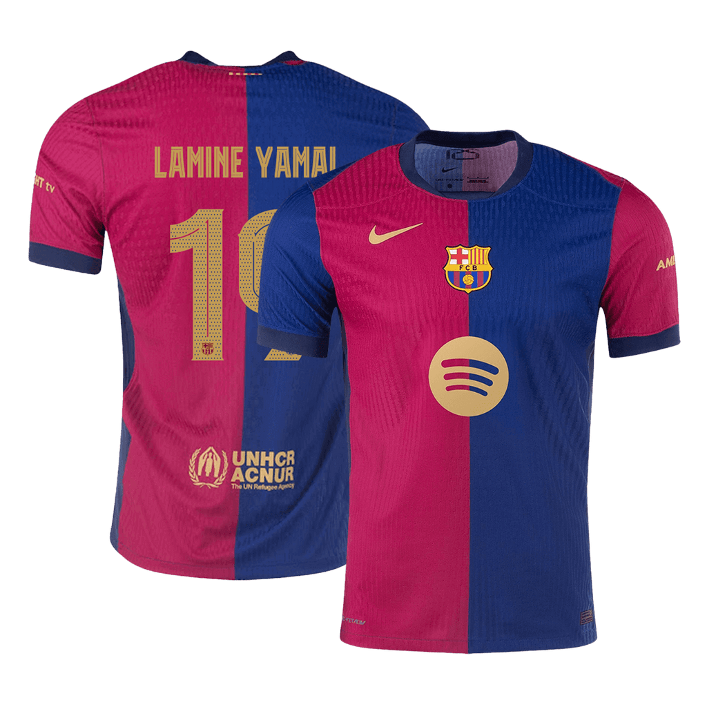 LAMINE YAMAL #19 Barcelone Domicile Maillot 2024/25 Authentique - Spotify Logo Without Text+UCL