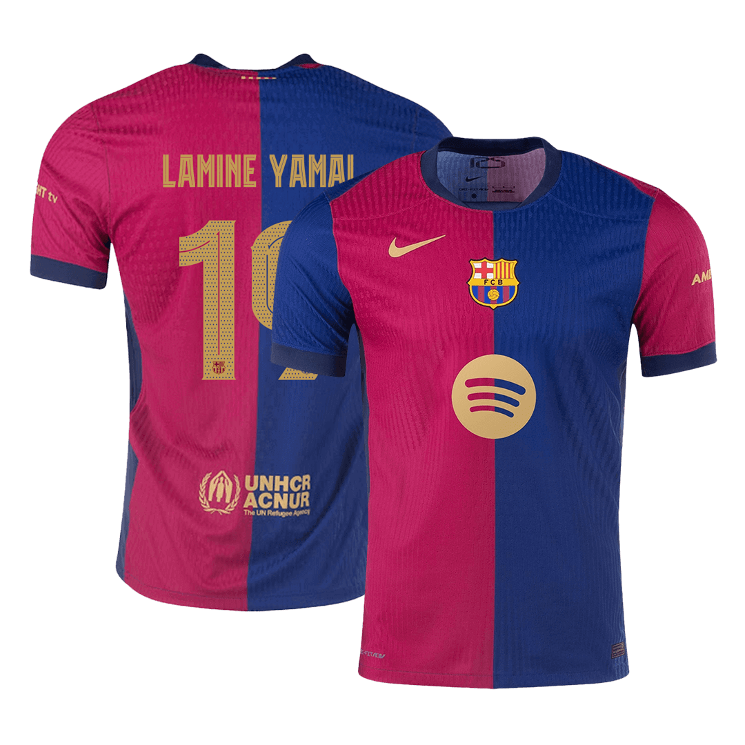LAMINE YAMAL #19 Barcelone Domicile Maillot 2024/25 Authentique - Spotify Logo Without Text+UCL