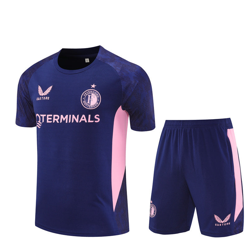 Ensemble Maillot Short FeyenoorD Enfant 2025 2026 Bleu Rose