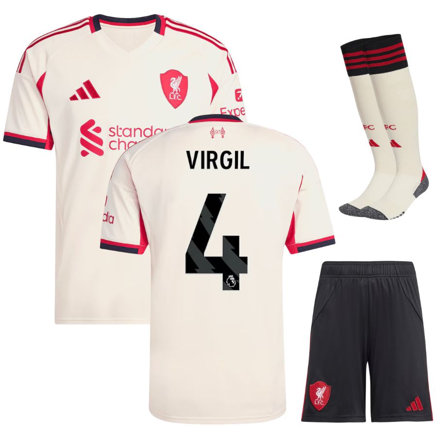 Maillot Kit Enfant Liverpool Extérieur 2025 2026 Blanc