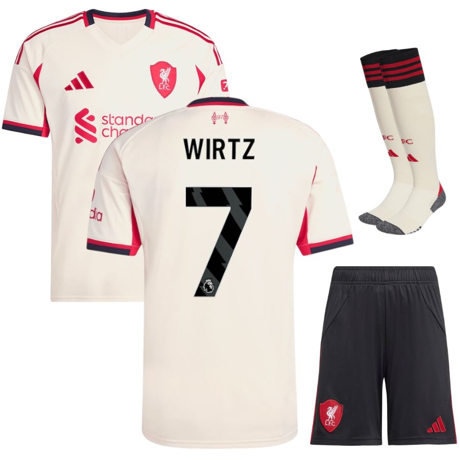 Maillot Kit Enfant Liverpool Extérieur 2025 2026 Blanc