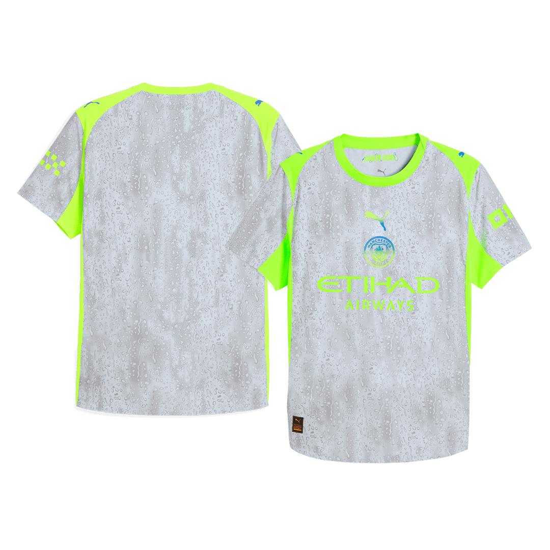 Manchester City Third Maillot 2025/26 Gris Authentique Grande Taille