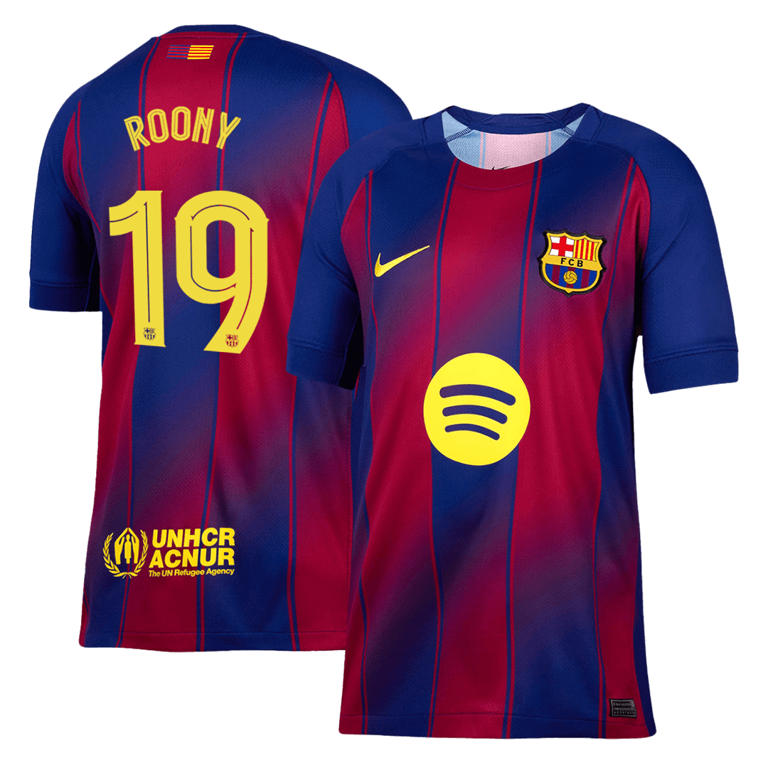 ROONY #19 Barcelone Domicile Maillot 2025/26 Rouge et Bleu - UCL Grande Taille