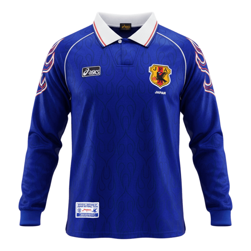 Retro Japon Domicile Maillot Manches Longues 1998 Bleu