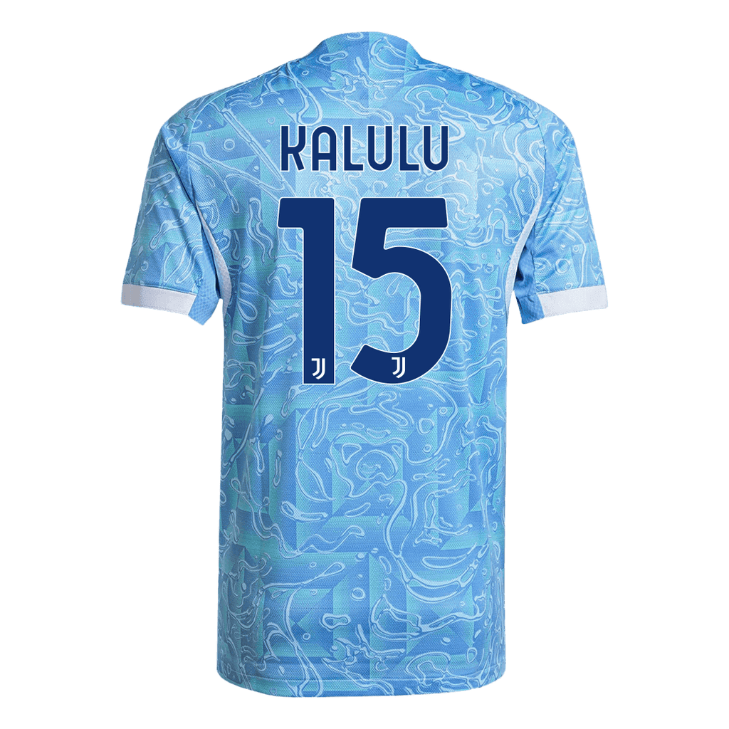KALULU #15 Juventus Extérieur Maillot 2025/26 Bleu Authentique