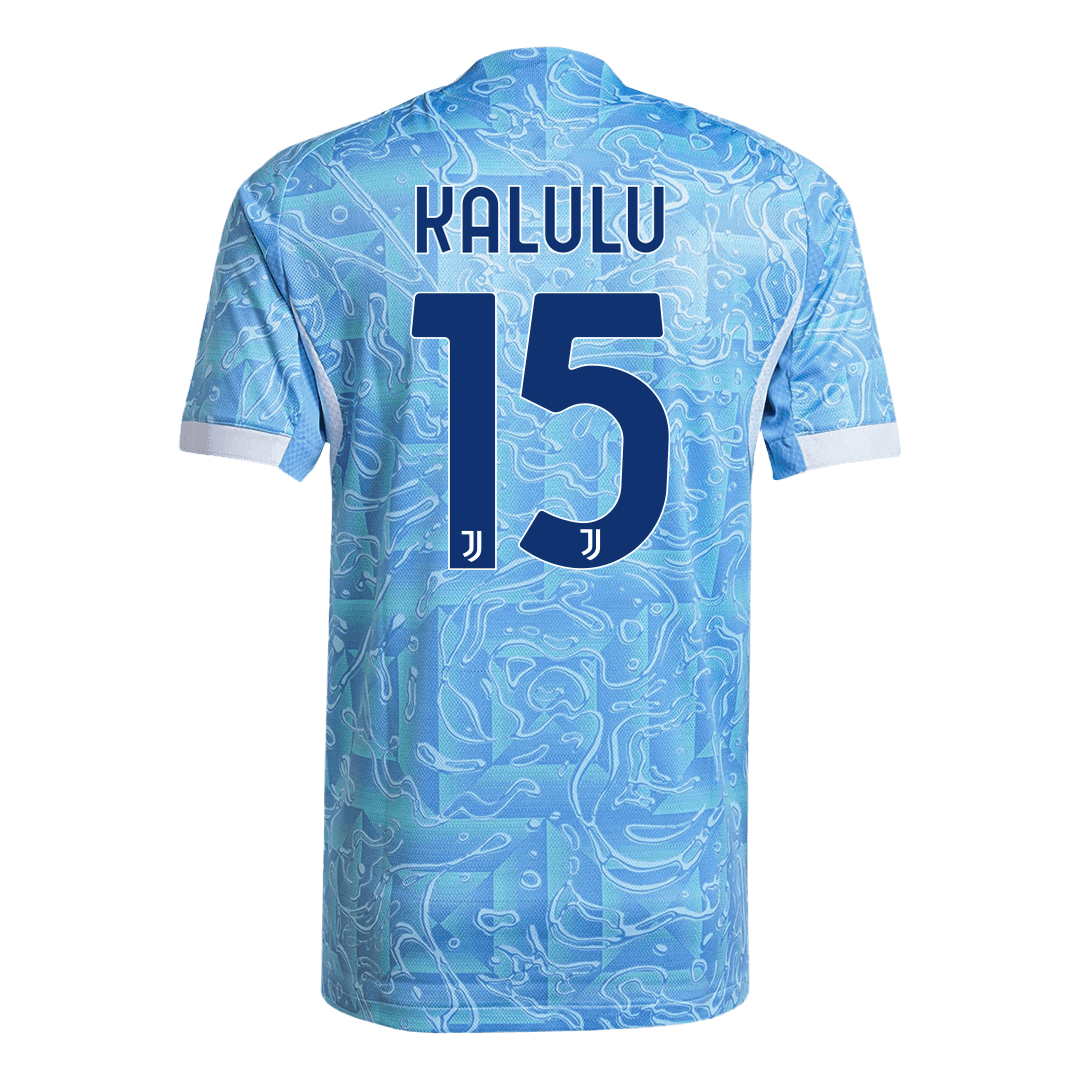 KALULU #15 Juventus Extérieur Maillot 2025/26 Bleu Authentique