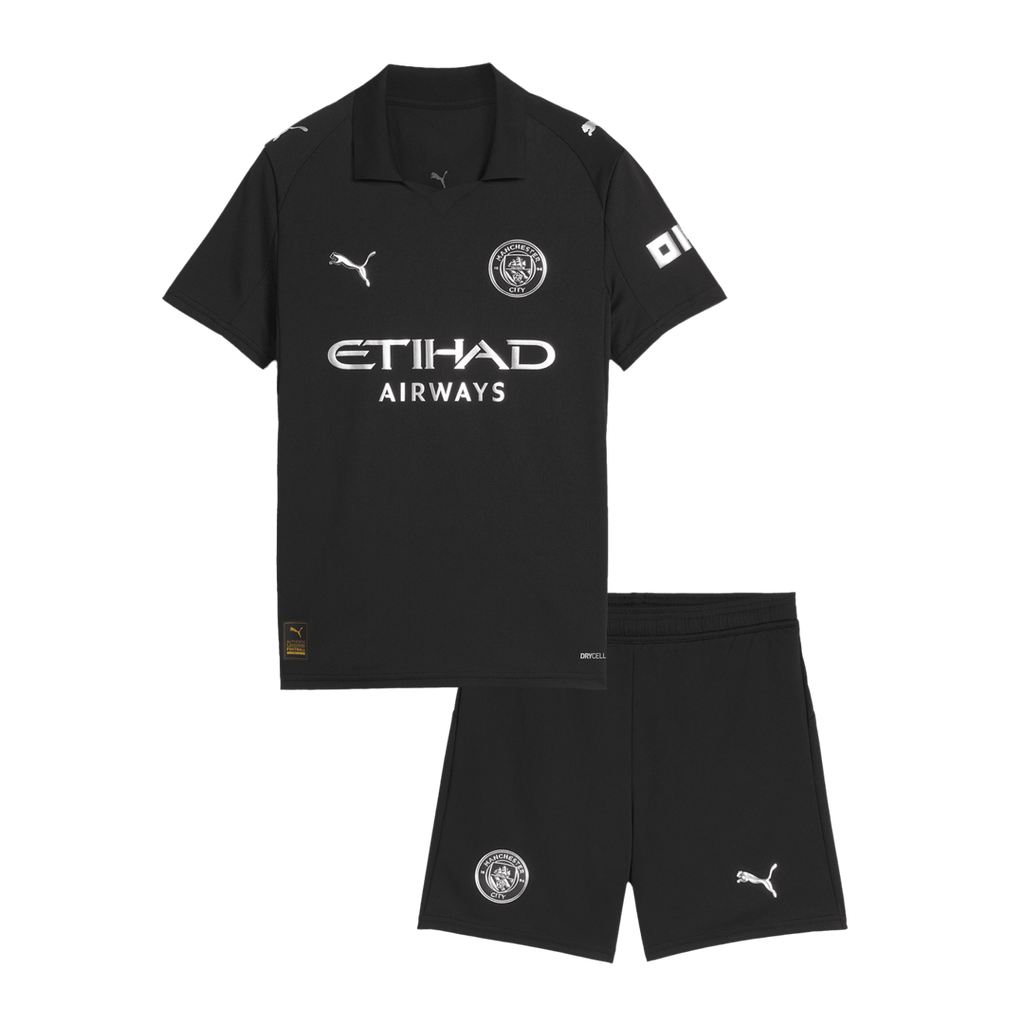 Manchester City Extérieur Maillot Kit 2025/26 Enfant Noir