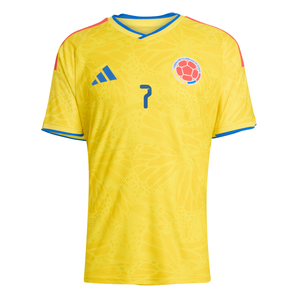 LUIS DíAZ #7 Colombie Domicile Maillot Coupe du Monde 2026 Jaune Joueur