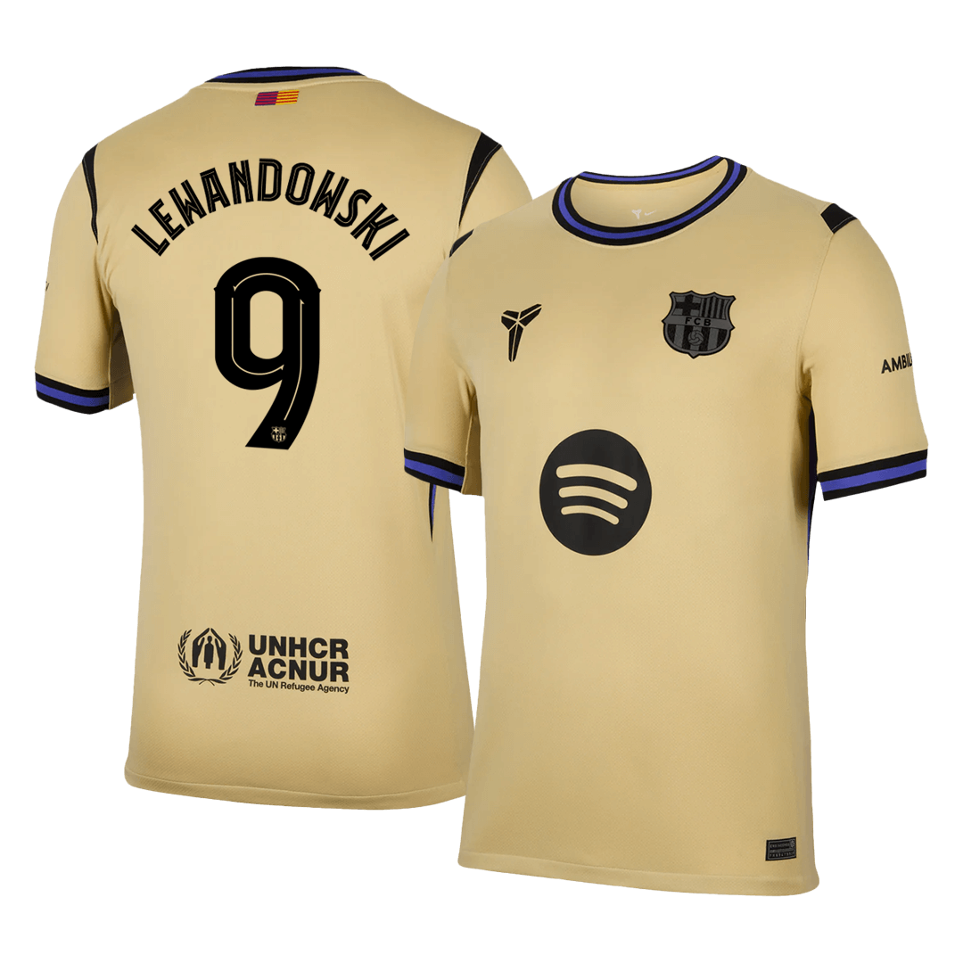 LEWANDOWSKI #9 Barcelone Extérieur Maillot 2025/26 Jaune - UCL